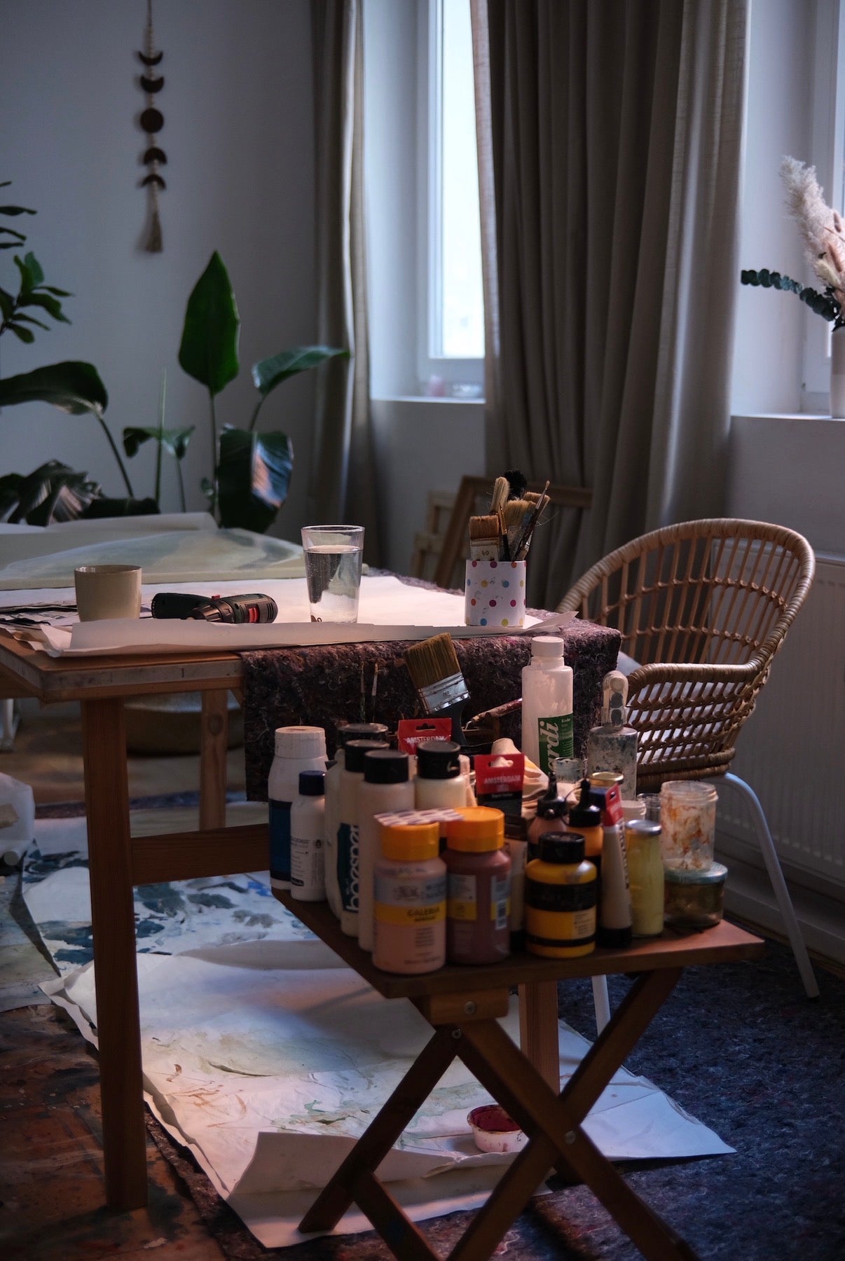 kreativer Arbeitsplatz zu Malen meditative Auszeit im Atelier Studio Kokosmaedchen